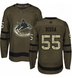 Mens Adidas Vancouver Canucks 55 Alex Biega Premier Green Salute to Service NHL Jersey 