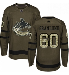 Mens Adidas Vancouver Canucks 60 Markus Granlund Authentic Green Salute to Service NHL Jersey 