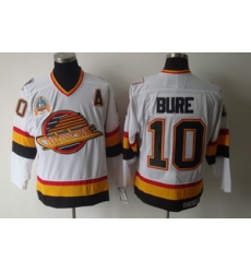 Vancouver Canucks 10 Bure White CCM Jerseys A patch