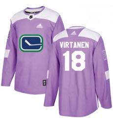 Youth Adidas Vancouver Canucks 18 Jake Virtanen Authentic Purple Fights Cancer Practice NHL Jersey 