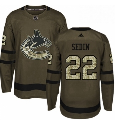 Youth Adidas Vancouver Canucks 22 Daniel Sedin Premier Green Salute to Service NHL Jersey 