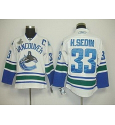 KIDS Vancouver Canucks 33 H.SEDIN WHITE 2011 Stanley Cup JERSEY