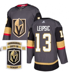 Adidas Golden Knights #13 Brendan Leipsic Grey Home Authentic Stitched NHL Inaugural Season Patch Jersey