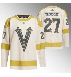 Men Vegas Golden Knights 27 Shea Theodore Cream 2024 Winter Classic Breakaway Stitched Jersey