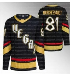 Men Vegas Golden Knights 81 Jonathan Marchessault Black 2022 23 Reverse Retro Stitched Jersey