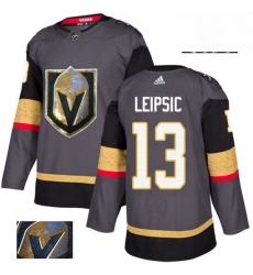 Mens Adidas Vegas Golden Knights 13 Brendan Leipsic Authentic Gray Fashion Gold NHL Jersey 