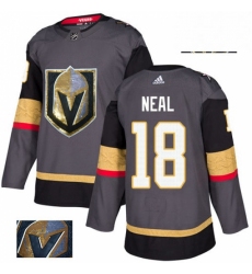 Mens Adidas Vegas Golden Knights 18 James Neal Authentic Gray Fashion Gold NHL Jersey 