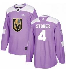 Mens Adidas Vegas Golden Knights 4 Clayton Stoner Authentic Purple Fights Cancer Practice NHL Jersey 