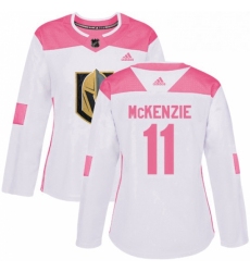 Womens Adidas Vegas Golden Knights 11 Curtis McKenzie Authentic White Pink Fashion NHL Jersey 