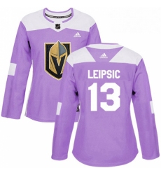 Womens Adidas Vegas Golden Knights 13 Brendan Leipsic Authentic Purple Fights Cancer Practice NHL Jersey 