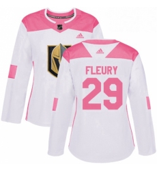 Womens Adidas Vegas Golden Knights 29 Marc Andre Fleury Authentic WhitePink Fashion NHL Jersey 