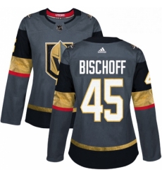 Womens Adidas Vegas Golden Knights 45 Jake Bischoff Authentic Gray Home NHL Jersey 