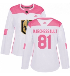 Womens Adidas Vegas Golden Knights 81 Jonathan Marchessault Authentic WhitePink Fashion NHL Jersey 