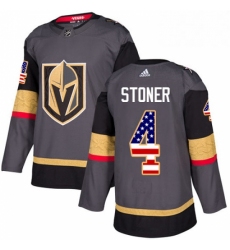 Youth Adidas Vegas Golden Knights 4 Clayton Stoner Authentic Gray USA Flag Fashion NHL Jersey 