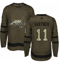 Mens Adidas Washington Capitals 11 Mike Gartner Authentic Green Salute to Service NHL Jersey 