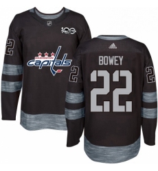 Mens Adidas Washington Capitals 22 Madison Bowey Authentic Black 1917 2017 100th Anniversary NHL Jersey 