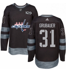 Mens Adidas Washington Capitals 31 Philipp Grubauer Premier Black 1917 2017 100th Anniversary NHL Jersey 