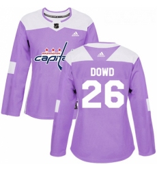 Womens Adidas Washington Capitals 26 Nic Dowd Authentic Purple Fights Cancer Practice NHL Jersey 