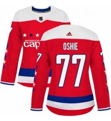 Womens Adidas Washington Capitals 77 TJ Oshie Authentic Red Alternate NHL Jersey 