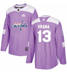 Youth Adidas Washington Capitals 13 Jakub Vrana Authentic Purple Fights Cancer Practice NHL Jersey 