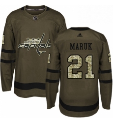 Youth Adidas Washington Capitals 21 Dennis Maruk Premier Green Salute to Service NHL Jersey 