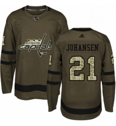 Youth Adidas Washington Capitals 21 Lucas Johansen Premier Green Salute to Service NHL Jersey 