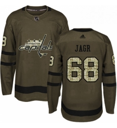 Youth Adidas Washington Capitals 68 Jaromir Jagr Premier Green Salute to Service NHL Jersey 