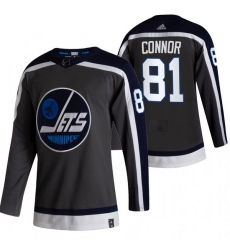 Men Winnipeg Jets 81 Kyle Connor Black Adidas 2020 21 Reverse Retro Alternate NHL Jersey