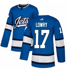 Mens Adidas Winnipeg Jets 17 Adam Lowry Authentic Blue Alternate NHL Jersey 