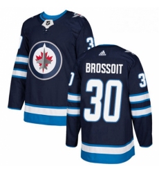 Mens Adidas Winnipeg Jets 30 Laurent Brossoit Premier Navy Blue Home NHL Jersey 