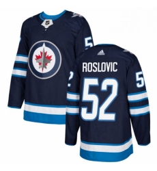 Mens Adidas Winnipeg Jets 52 Jack Roslovic Premier Navy Blue Home NHL Jersey 