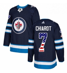 Mens Adidas Winnipeg Jets 7 Ben Chiarot Authentic Navy Blue USA Flag Fashion NHL Jersey 