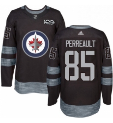 Mens Adidas Winnipeg Jets 85 Mathieu Perreault Authentic Black 1917 2017 100th Anniversary NHL Jersey 