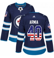 Womens Adidas Winnipeg Jets 40 Joel Armia Authentic Navy Blue USA Flag Fashion NHL Jersey 