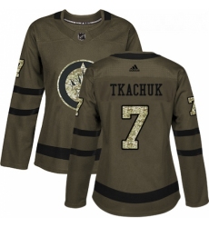 Womens Adidas Winnipeg Jets 7 Keith Tkachuk Authentic Green Salute to Service NHL Jersey 