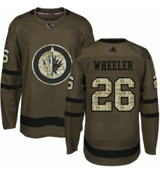 Youth Adidas Winnipeg Jets 26 Blake Wheeler Authentic Green Salute to Service NHL Jersey 