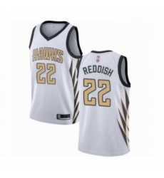 Mens Atlanta Hawks 22 Cam Reddish Authentic White Basketball Jersey City Edition 