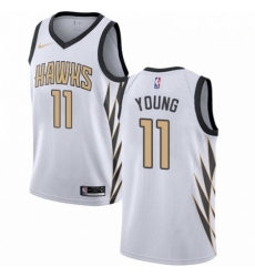 Mens Nike Atlanta Hawks 11 Trae Young Swingman White NBA Jersey City Edition 