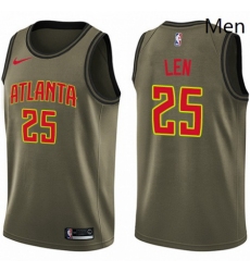 Mens Nike Atlanta Hawks 25 Alex Len Swingman Green Salute to Service NBA Jersey 