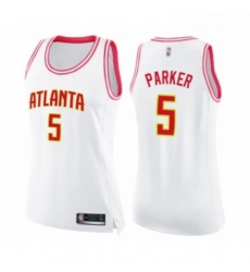 Womens Atlanta Hawks 5 Jabari Parker Swingman White Pink Fashion Basketball Jerse 