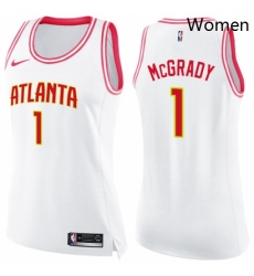 Womens Nike Atlanta Hawks 1 Tracy Mcgrady Swingman WhitePink Fashion NBA Jersey