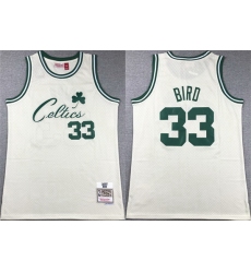 Men Boston Celtics 33 Larry Bird White Throwback Stitched Jersey