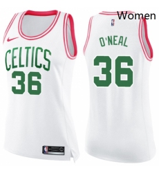 Womens Nike Boston Celtics 36 Shaquille ONeal Swingman WhitePink Fashion NBA Jersey 