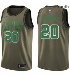 Youth Nike Boston Celtics 20 Gordon Hayward Swingman Green Salute to Service NBA Jersey 