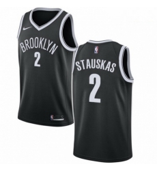 Mens Nike Brooklyn Nets 2 Nik Stauskas Swingman Black Road NBA Jersey Icon Edition 