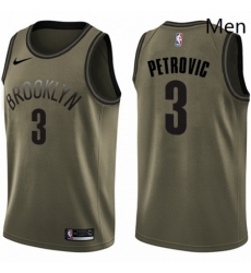 Mens Nike Brooklyn Nets 3 Drazen Petrovic Swingman Green Salute to Service NBA Jersey