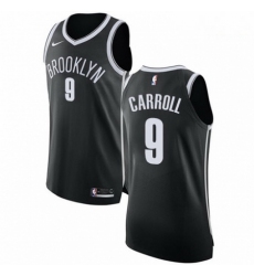 Mens Nike Brooklyn Nets 9 DeMarre Carroll Authentic Black Road NBA Jersey Icon Edition 