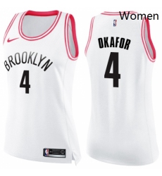 Womens Nike Brooklyn Nets 4 Jahlil Okafor Swingman WhitePink Fashion NBA Jersey 