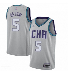 Hornets 5 Nicolas Batum Gray Basketball Jordan Swingman City Edition 2019 20 Jersey