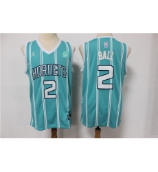 Men Nike Charlotte Hornets 2 LaMelo Ball Aqua NBA Jordan Swingman 2021 Jordan Brand Jersey